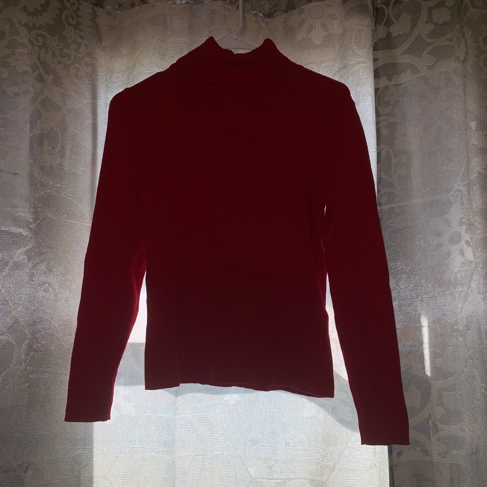 Red turtleneck sweater from petite sophisticate
